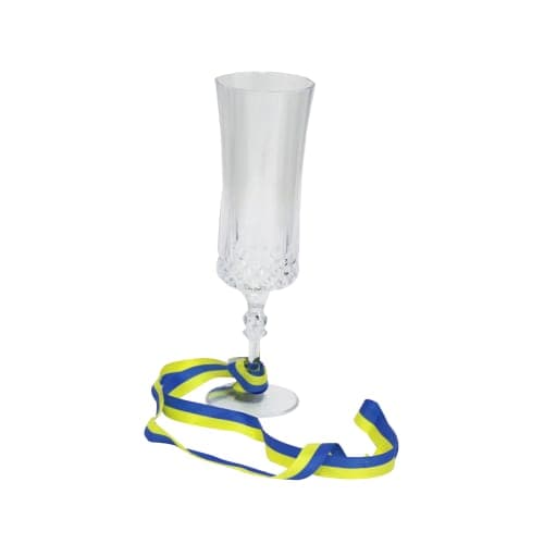 Champagneglas med Gult & Blått Sidenband 22,5cm