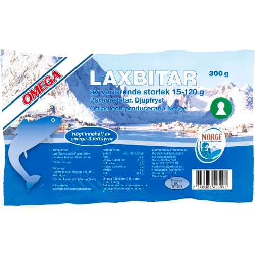Laxbitar Fryst
