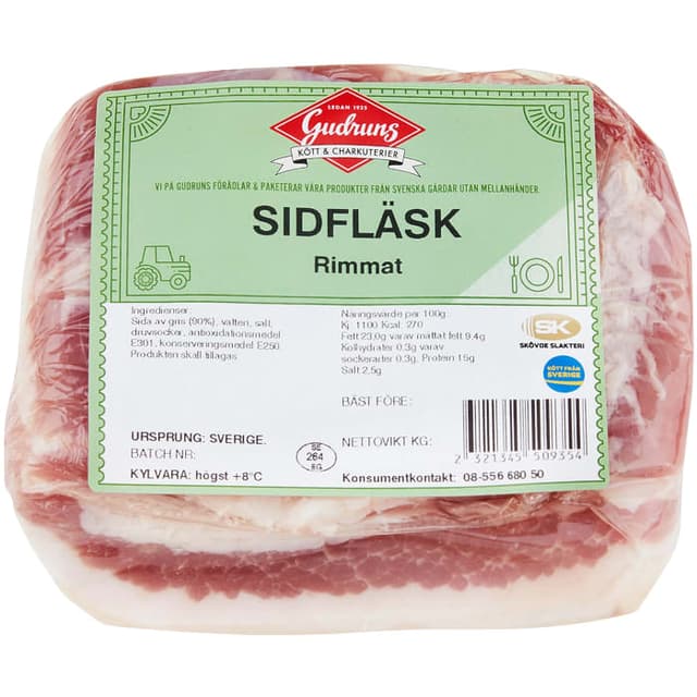 Sidfläsk Rimmat