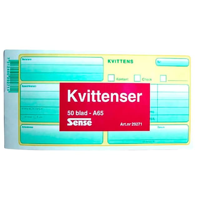 Kvittensblock A65 50 blad