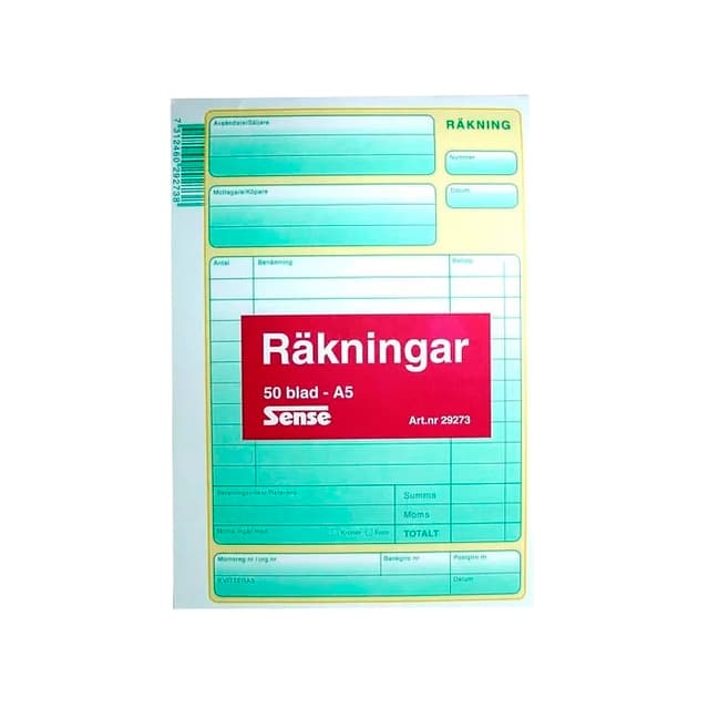 Räkningsblock A5 50 blad