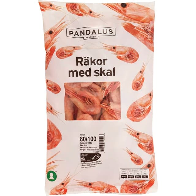Räkor med skal 80/100 Fryst