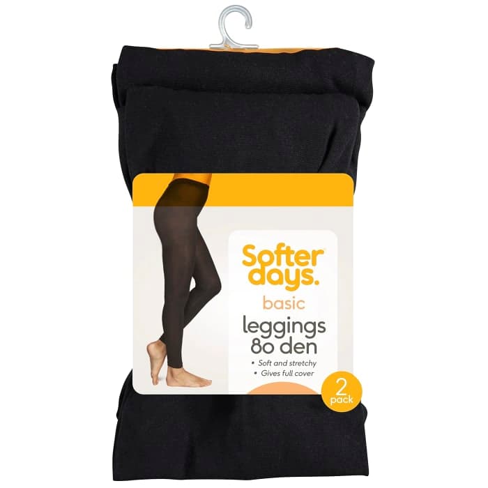 Leggings Svart 80den 48-52 2-p Softer Days