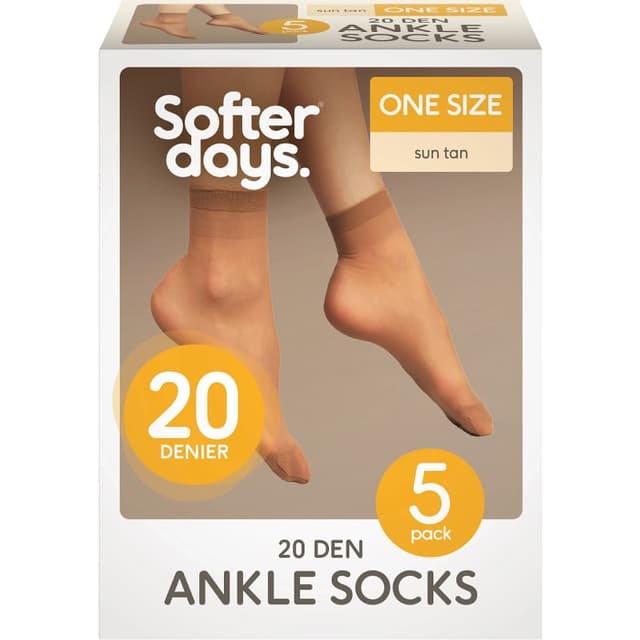 Ankelsocka Nylon Solbrun One-Size 5-p
