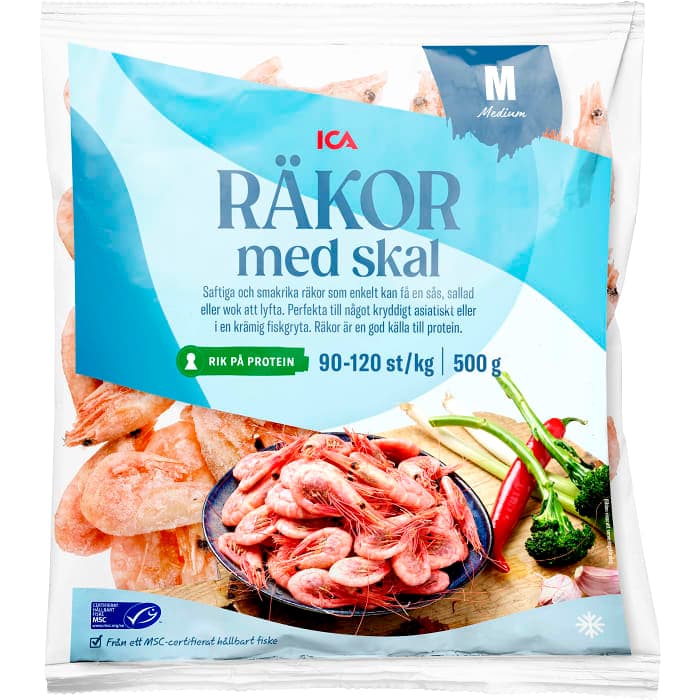 Räkor med skal 90/120 Fryst MSC