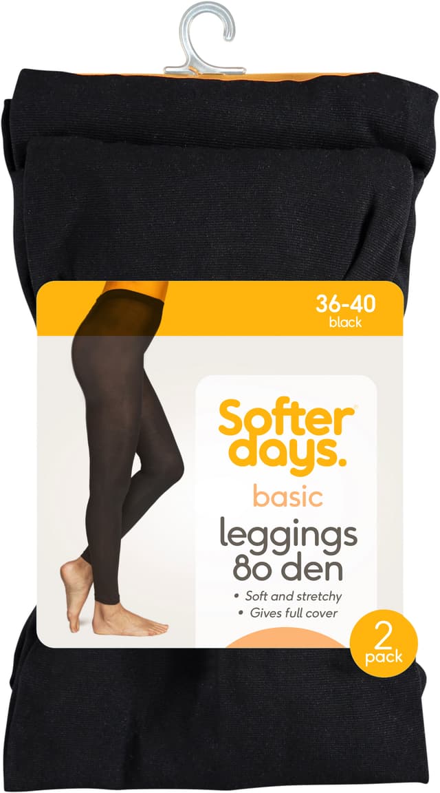 Leggings Svart 80den 36-40 2-p