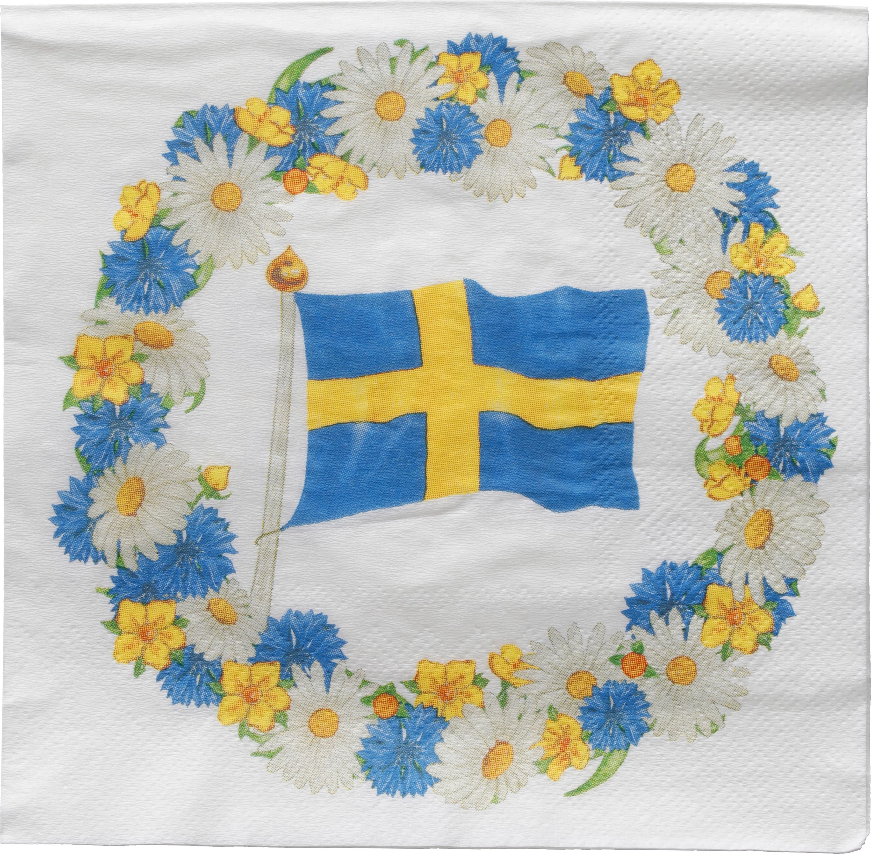 Servett Flagga & Krans 33x33cm