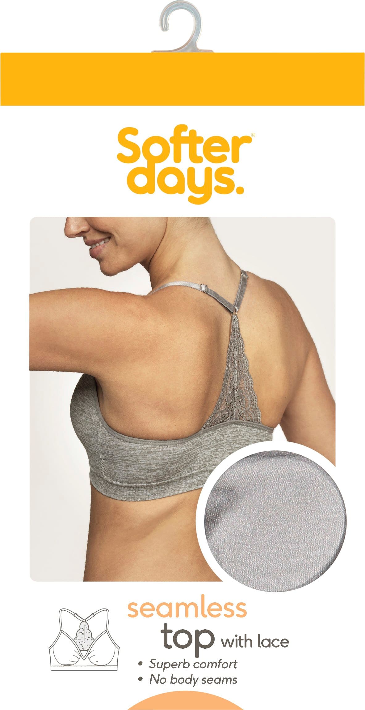 Seamless Top Med Spets Ljusgrå Melange S/M 1-pack
