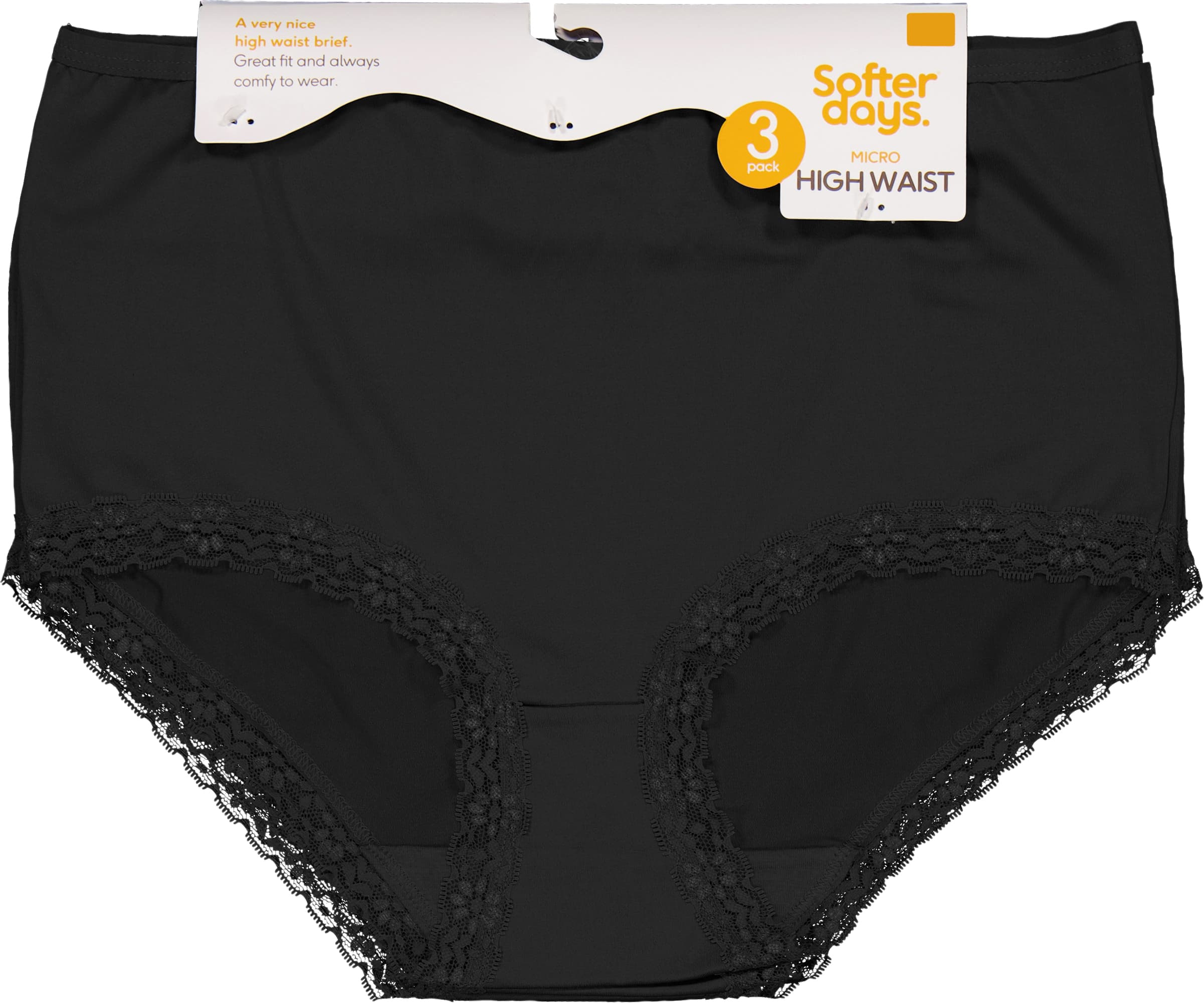 High waist-trosa Svart Stl L 3-pack