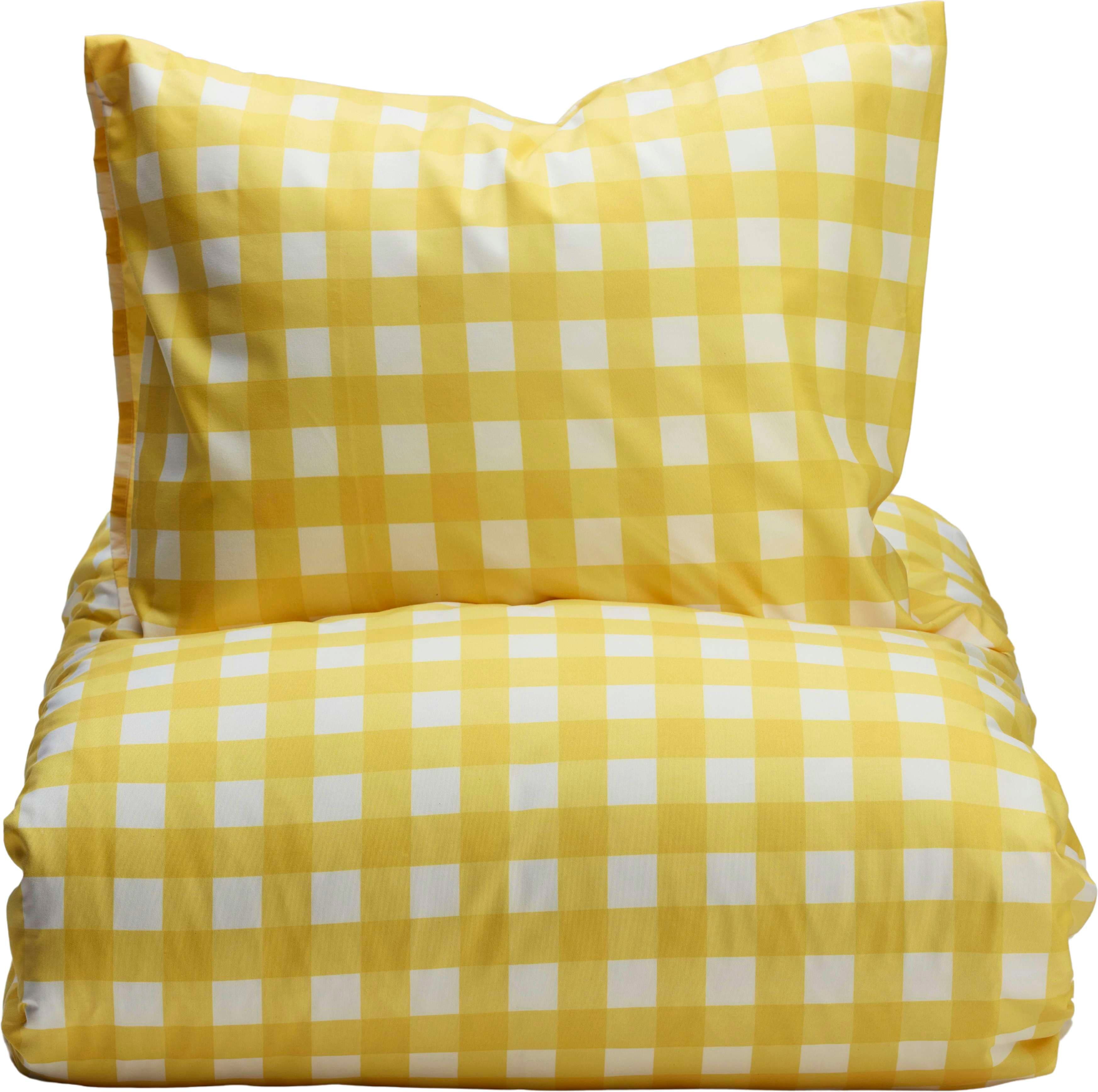 Bäddset Microfiber Rutig Gul 2-del