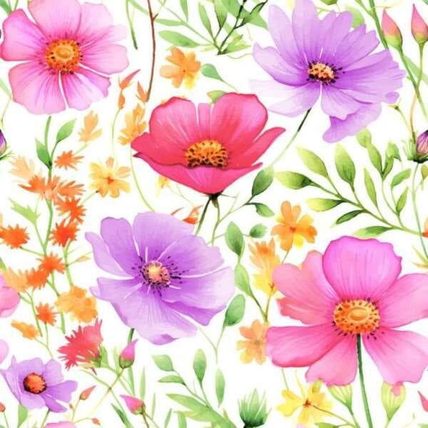 Servetter Rosa & Lila Blommor 33X33cm