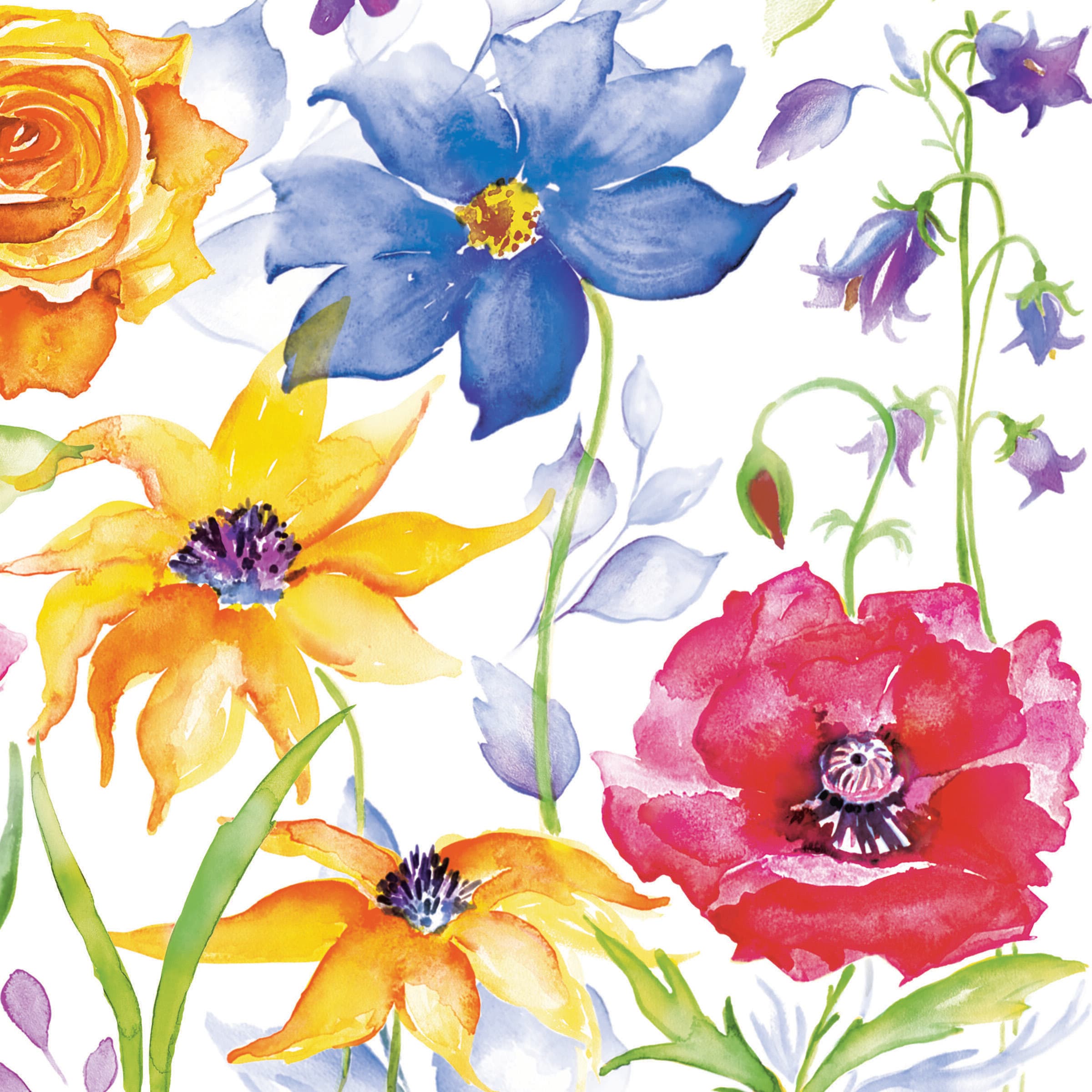 Servetter Blommor Vattenfärg 33X33cm