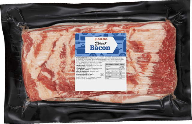 Bacon skivat stackat