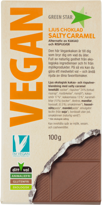 Choklad Ljus Salty Caramel Vegan Ekologisk