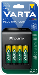 Batteriladdare LCD + 4 St Batteri AA