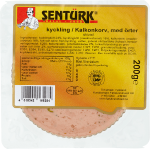 Kyckling Kalkonkorv med örter skivad