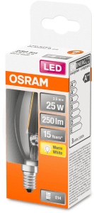 LED Kron E14 250lm (25W) Klar