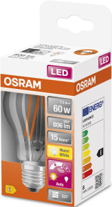 LED CL A Normal E27 60W Klar Sensor