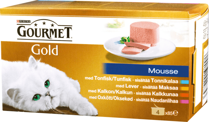 Våtfoder Mousse med Tonfisk/Lever/Kalkon/Oxkött