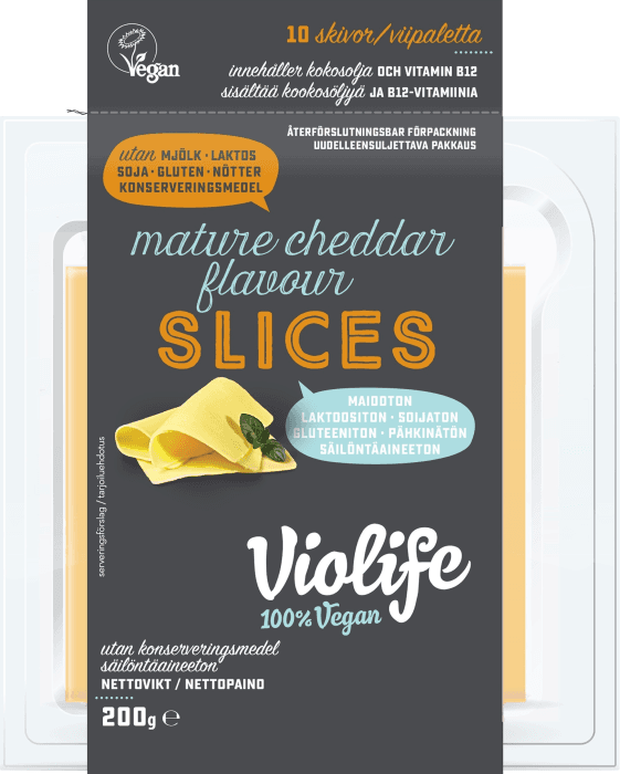 Mature Cheddar Flavour Slices Vegansk