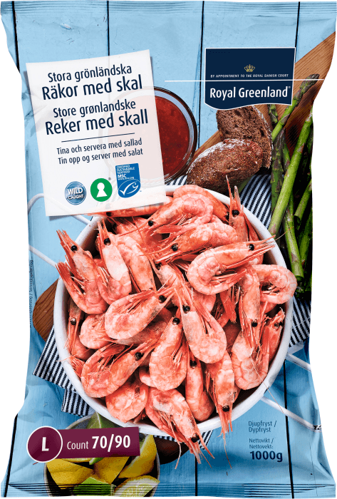 Räkor med Skal 70/90 MSC Frysta