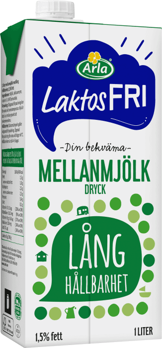 Mellanmjölk Laktosfri med Lång Hållbarhet 1,5%