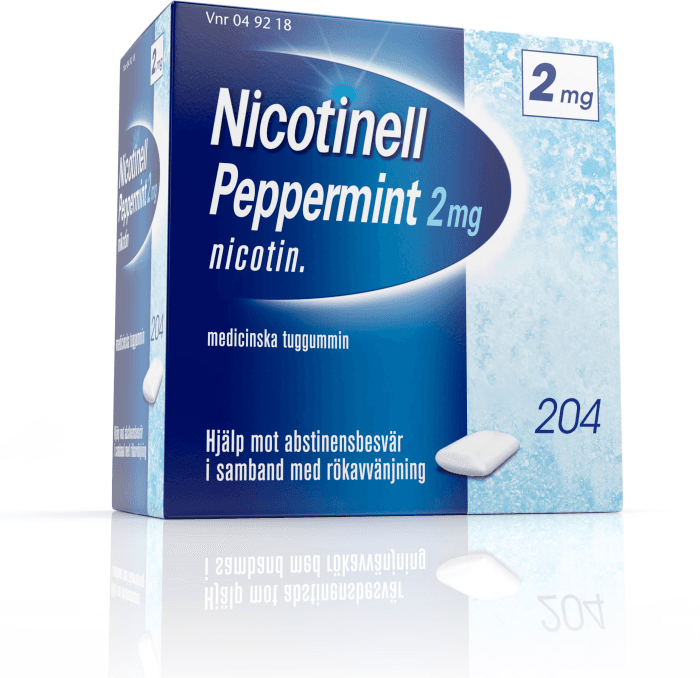 Peppermint 2 mg, Nikotin, medicinskt tuggummi