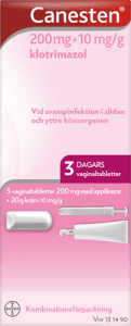 Kombi 3 st mot underlivssvamp, Klotrimazol, 3 st vaginaltabletter 200 mg + 20 g kräm 10 mg/g