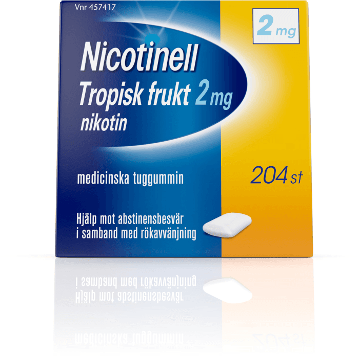 Tropisk frukt 2 mg, Nikotin, medicinskt tuggummi