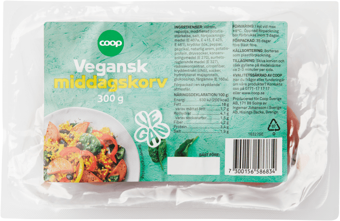 Middagskorv Vegansk