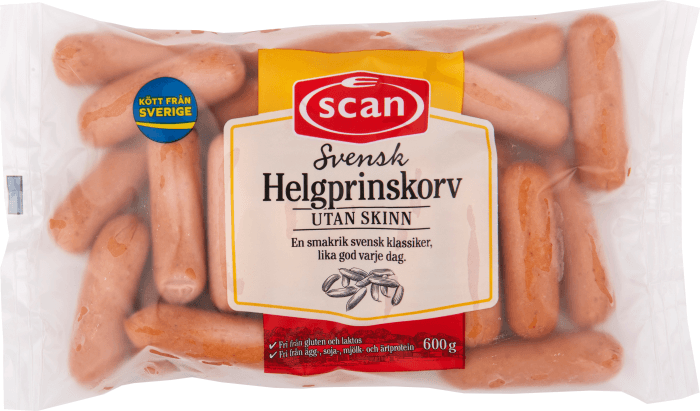 Helgprinskorv utan skinn