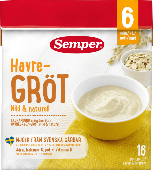 Havregröt Mild & Naturell +6M 16 portioner