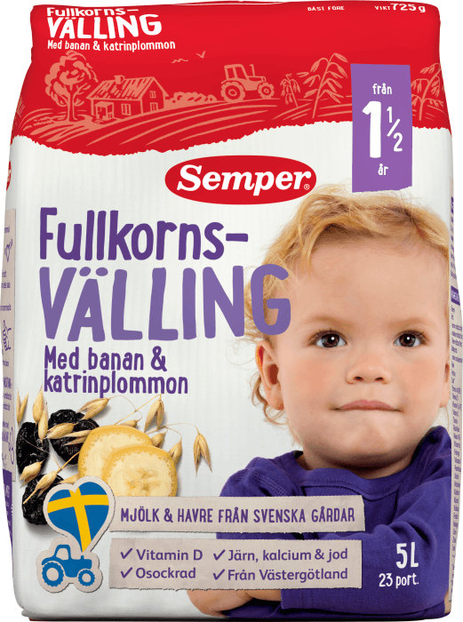 Fullkornsvälling Banan & Katrinplommon 18 mån
