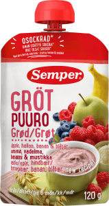 Klämmis Gröt Äpple, Hallon, Banan & Blåbär 6 mån