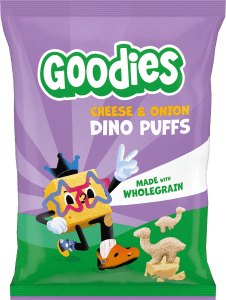 Barnsnacks Dino puffs cheese & onion Från 3år