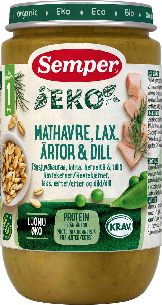 Barnmat Mathavre, Lax, Ärtor & Dill 12 mån Eko KRAV