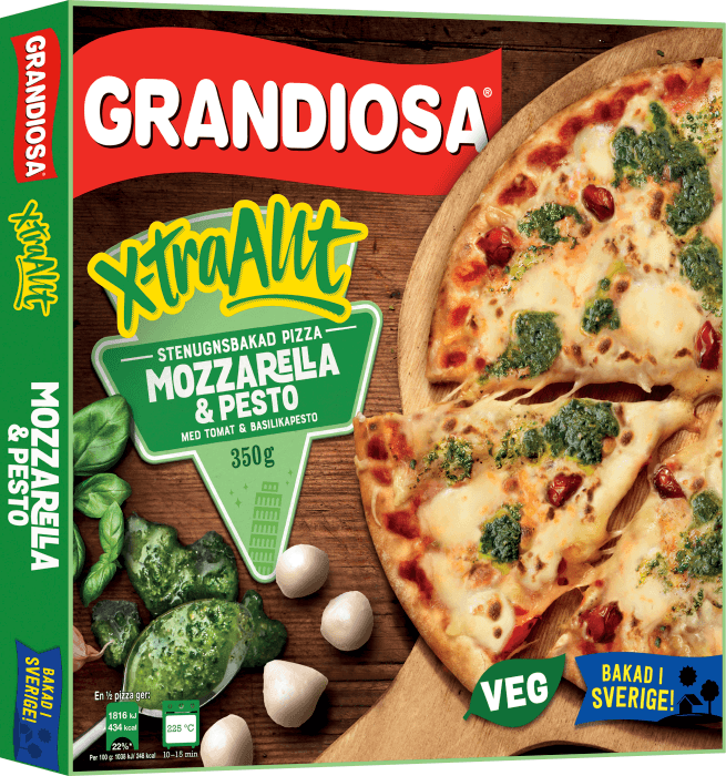 Pizza Mozzarella & Pesto X-tra Allt Stenugnsbakad