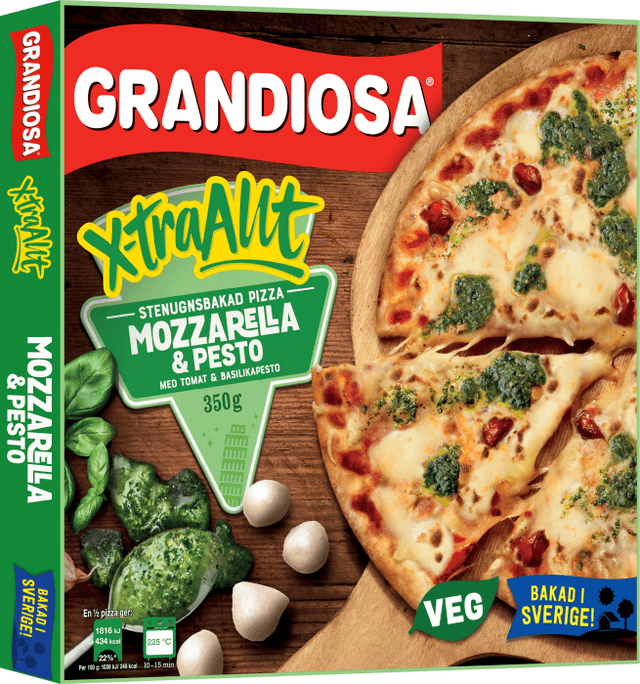 Pizza Mozzarella & Pesto X-tra Allt Stenugnsbakad