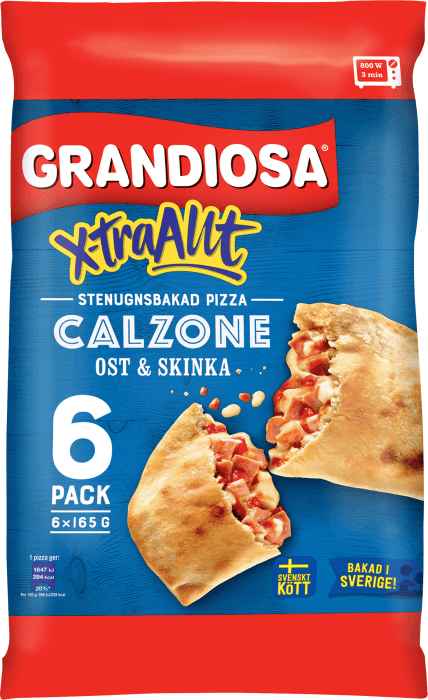 Pizza Calzone Ost & Skinka 6-p