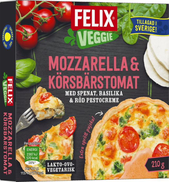 Paj Veggie Mozzarella & Körsbärstomat Fryst