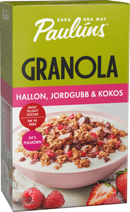 Granola Hallon, Jordgubb & Kokos