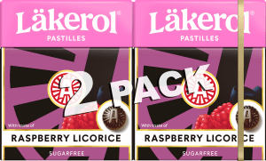 Halstabletter Raspberry Licorice Sockerfri 2x25g