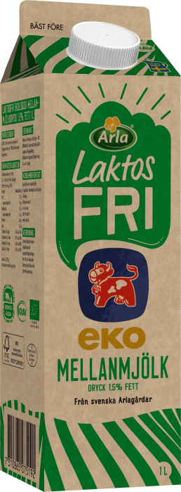 Mellanmjölk Laktosfri 1,5% EKO/KRAV