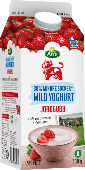 Mild Yoghurt Jordgubb Lättsockrad 1,5%
