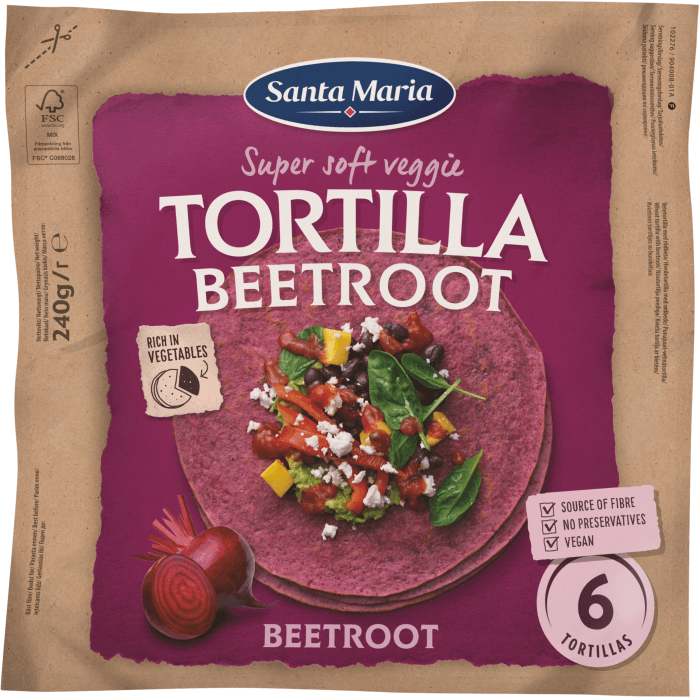 Tortillas Beetroot Medium 6-p