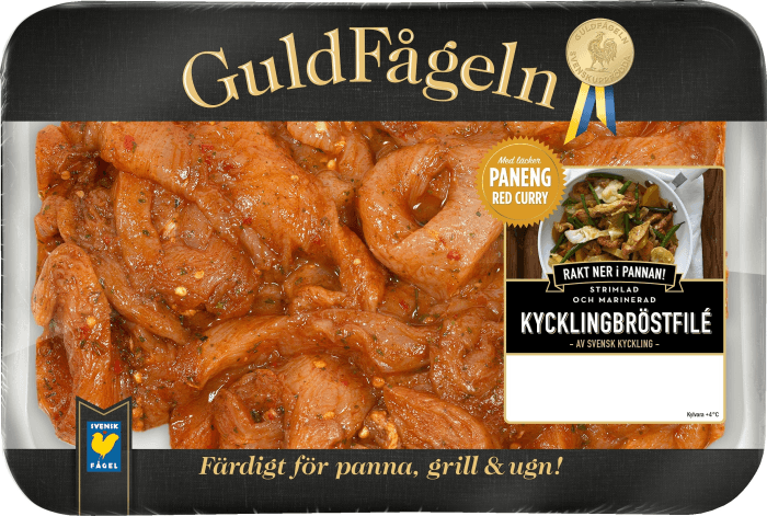 Kycklingbröstfilé strimlad paneng red curry