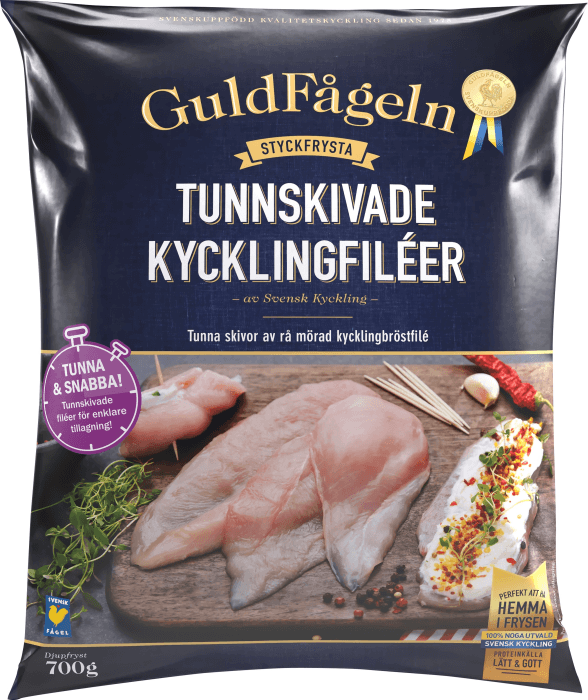 Tunnskivade kycklingfiléer Fryst