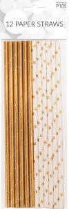 Papperssugrör Vit/ guld