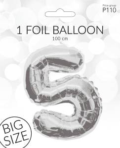 Folieballong Silver 5