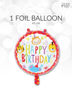 Folieballong Happy Birthday Djur